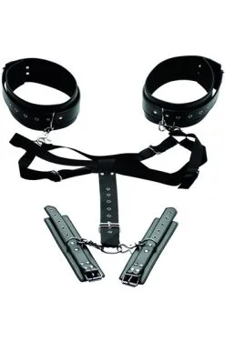 Master Series Acquire Easy Access Thigh Harness With Wrist Cuffs