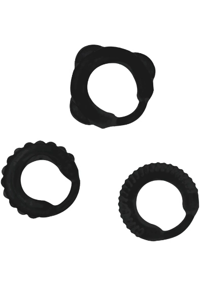 Addicted Toys Penis Ring Set Black 3 Addicted Toys Penis Ring Set Black