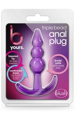 Blush Novelties B Yours Triple Bead Anal Plug Purple -Anal sexleketøy butikk p b yours triple bead anal plug purple 3 1