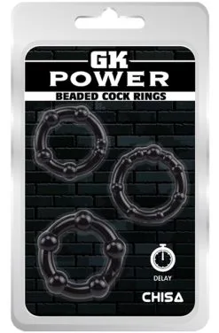 Chisa Novelties Beaded Cock Rings Set Black