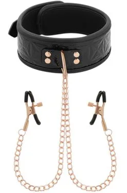 Begme Fetish Games Black Edition Collar With Nipple Clamps
