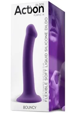 Action Bouncy Liquid Silicone Flexible Dildo Purple 18cm -Anal sexleketøy butikk p bouncy liquid silicone flexible dildo purple 18cm 3 124008