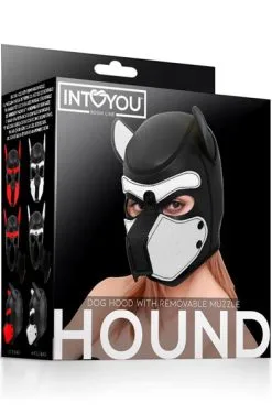 IntoYou Dog Hood Removable Muzzle White/Black -Anal sexleketøy butikk p dog hood removable muzzle white black 3 195124