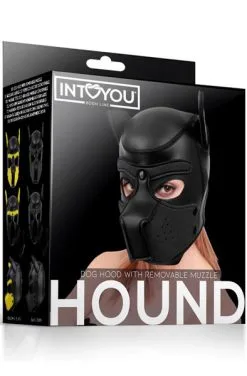 IntoYou Dog Hood With Removable Muzzle Black M -Anal sexleketøy butikk p dog hood with removable muzzle black 4