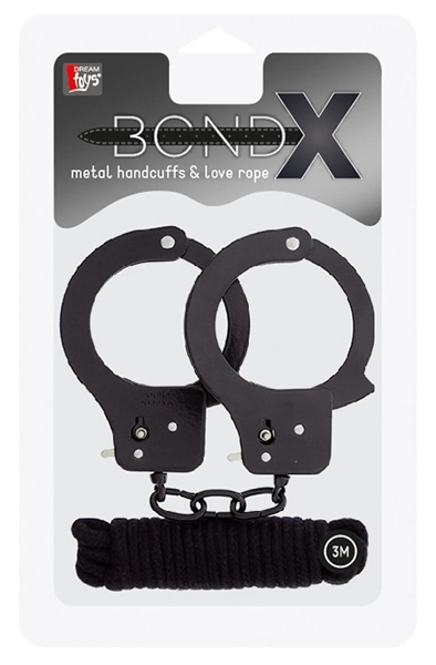 Dream Toys Bondx Metal Cuffs & Love Rope Set-black 4 Dream Toys Bondx Metal Cuffs & Love Rope Set-black - Bilde 2