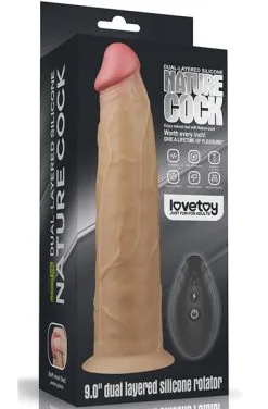 Lovetoy Dual-Layered Silicone Vibe With Rotation 22,5cm -Anal sexleketøy butikk p dual layered silicone vibe with rotation 22 5cm 7 130037