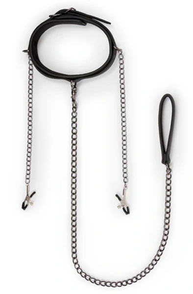 Easytoys Leather Collar With Nipple Chains 5 Easytoys Leather Collar With Nipple Chains - Bilde 3