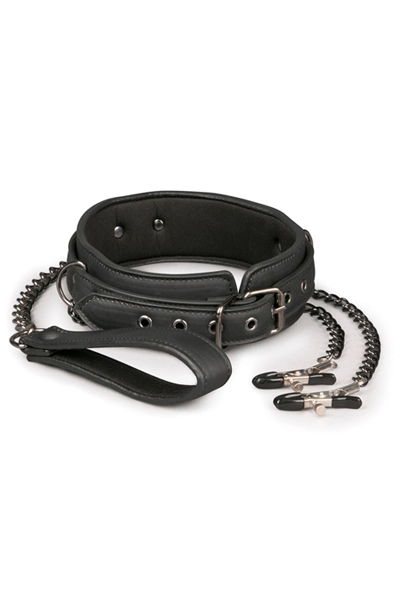 Easytoys Leather Collar With Nipple Chains 3 Easytoys Leather Collar With Nipple Chains