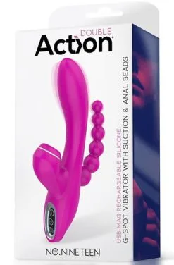 Action G-Spot Vibrator With Suction & Anal Stimulator -Anal sexleketøy butikk p g spot vibrator with suction anal stimulator 3 115508