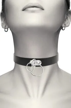 Coquette Hand Crafted Choker Vegan Leather Double Ring