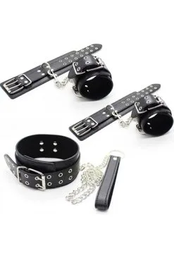FUKR Handcuff & Collar Kit Double Pin Black