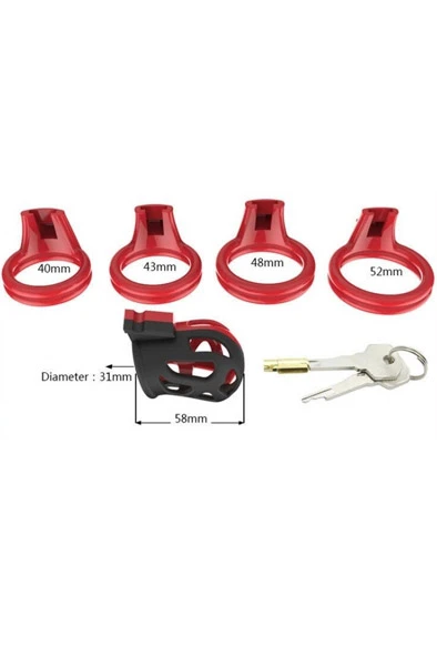 The Red Joker Chastity Cage Red-Black 5 The Red Joker Chastity Cage Red-Black - Bilde 3