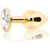 Sustainable Pleasure Metal Butt Plug Gold/Clear Small -Anal sexleketøy butikk p metal butt plug gold clear small 132038
