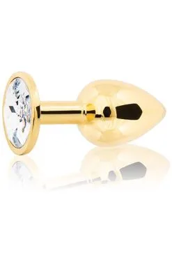 Sustainable Pleasure Metal Butt Plug Gold/Clear Small
