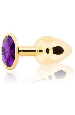 Sustainable Pleasure Metal Butt Plug Gold/Purple Small