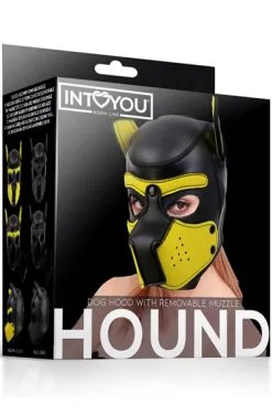 IntoYou Neoprene Dog Hound Removable Muzzle Black/Yellow -Anal sexleketøy butikk p neoprene dog hound removable muzzle black yellow 3 141950