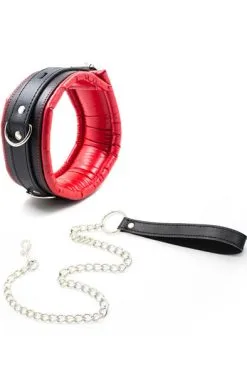 Fetish Addict Padded Collar With Metal Leash