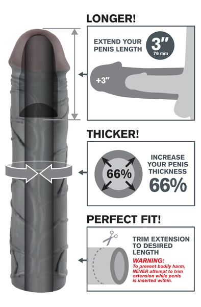 Pipedream Fantasy X-tensions Mega 3 Extension Black 4 Pipedream Fantasy X-tensions Mega 3 Extension Black - Bilde 2