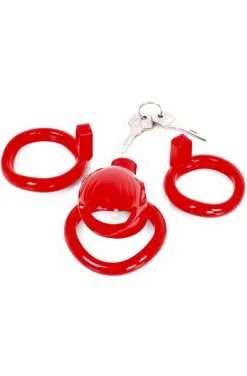Kiotos Plastic Chastity Cage Red -Anal sexleketøy butikk p plastic chastity cage red 3 160451