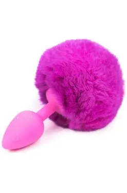 Afterdark Purple Faux Fur Rabbit Tail With Silicone Plug S