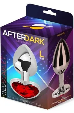 Afterdark Red Scarlet Anal Plug With Heart Jewel L -Anal sexleketøy butikk p red scarlet anal plug with heart jewel l 4 223220