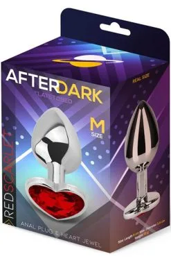 Afterdark Red Scarlet Anal Plug With Heart Jewel M -Anal sexleketøy butikk p red scarlet anal plug with heart jewel m 4 223148