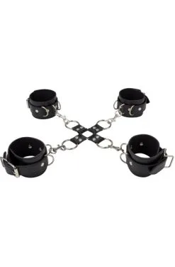 Shots Leather Hand & Legcuffs Black