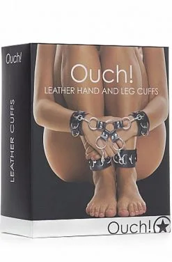 Shots Leather Hand & Legcuffs Black -Anal sexleketøy butikk p shots leather hand legcuffs black 3