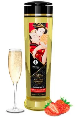 Shunga Erotic Art Shunga Massage Oil Romance Sparkling Strawberry Wine 240ml