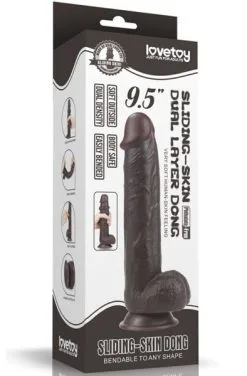 Lovetoy Sliding Skin Dual Layer Dong Brown 24 Cm -Anal sexleketøy butikk p sliding skin dual layer dong brown 24cm 4 225441