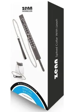 Zenn Spiked Collar With Leash -Anal sexleketøy butikk p spiked collar with leash 3 023232