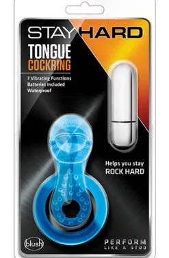 Blush Novelties Stay Hard Tongue Blue C-ring -Anal sexleketøy butikk p stay hard tongue blue c ring 3 160212