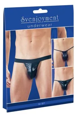 Svenjoyment Wetlook Thong 3 Piece Set