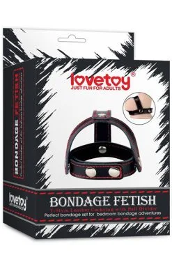 Lovetoy T-Style Leather Cockring With Ball Divider -Anal sexleketøy butikk p t style leather cockring with ball divider 3