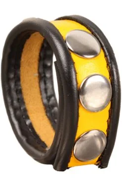 The Red Leather Cockring 3-snaps Black-Yellow