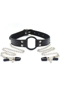 TOYZ4LOVERS Ring Gag And Nipples Clamps