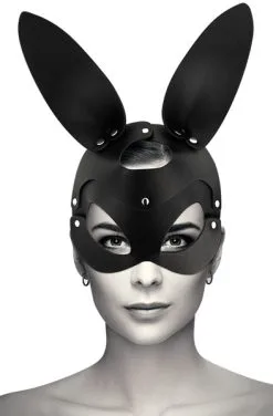 Coquette Vegan Leather Mask With Bunny Ears