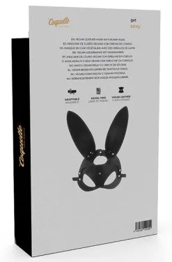 Coquette Vegan Leather Mask With Bunny Ears -Anal sexleketøy butikk p vegan leather mask with bunny ears 3
